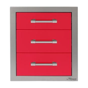 Alfresco Grills 17 Inch Stainless Steel Triple Access Drawer with Soft Close Hardware Raspberry Red AXE 3DR SC S3027350