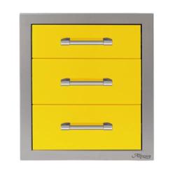 Alfresco Grills 17 Inch Stainless Steel Triple Access Drawer with Soft Close Hardware Traffic Yellow AXE 3DR SC S1023 250
