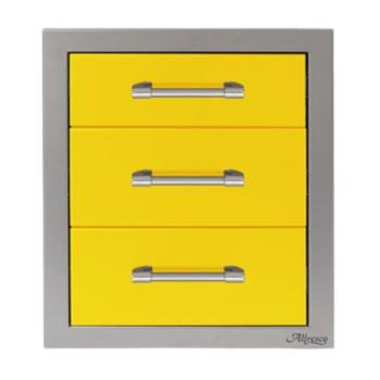 Alfresco Grills 17 Inch Stainless Steel Triple Access Drawer with Soft Close Hardware Traffic Yellow AXE 3DR SC S1023 350