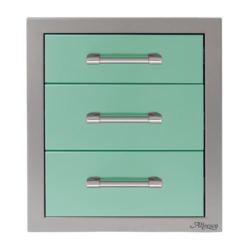 Alfresco Grills 17 Inch Stainless Steel Triple Access Drawer with Soft Close Hardware Light Green AXE 3DR SC S6027250