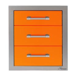 Alfresco Grills 17 Inch Stainless Steel Triple Access Drawer with Soft Close Hardware Luminous Orange AXE 3DR SC S2005250