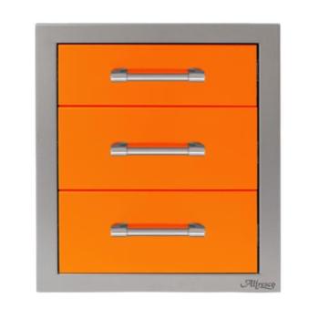Alfresco Grills 17 Inch Stainless Steel Triple Access Drawer with Soft Close Hardware Luminous Orange AXE 3DR SC S2005350