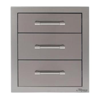 Alfresco Grills 17 Inch Stainless Steel Triple Access Drawer with Soft Close Hardware Signal Grey AXE 3DR SC S7004350
