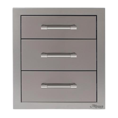Alfresco Grills 17 Inch Stainless Steel Triple Access Drawer with Soft Close Hardware   Signal Grey