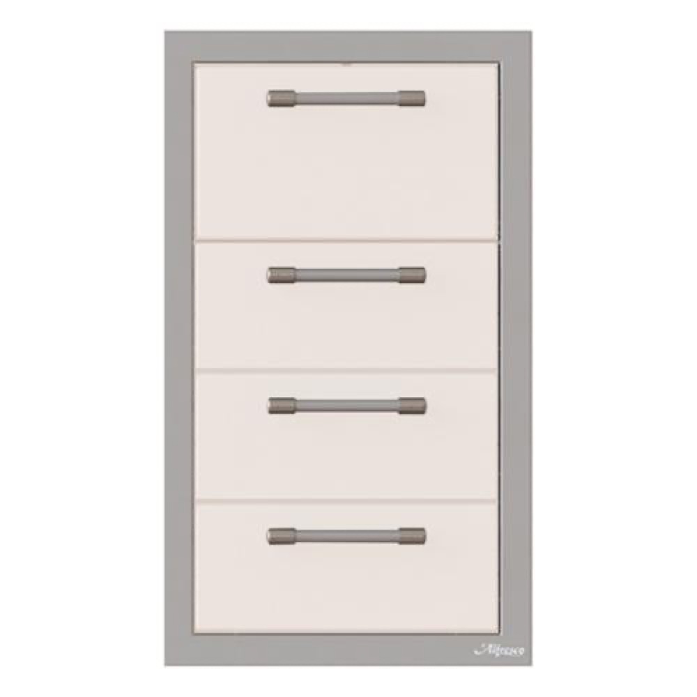 Alfresco Grills 17 Inch Stainless Steel Triple Access Drawer and Paper Towel Holder with Soft Close Hardware   Signal White Gloss