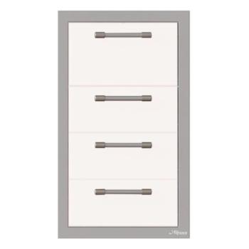 Alfresco Grills 17 Inch Stainless Steel Triple Access Drawer and Paper Towel Holder with Soft Close Hardware Signal White Matte AXE 3DRTH SC SM9003350