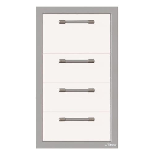 Alfresco Grills 17 Inch Stainless Steel Triple Access Drawer and Paper Towel Holder with Soft Close Hardware   Signal White Matte