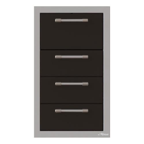 Alfresco Grills 17 Inch Stainless Steel Triple Access Drawer and Paper Towel Holder with Soft Close Hardware   Jet Black Gloss