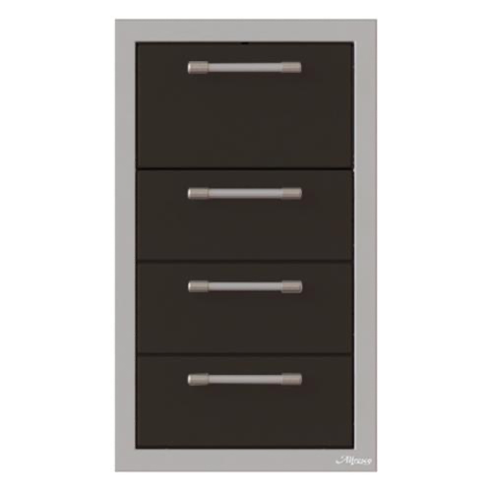 Alfresco Grills 17 Inch Stainless Steel Triple Access Drawer and Paper Towel Holder with Soft Close Hardware   Jet Black Matte