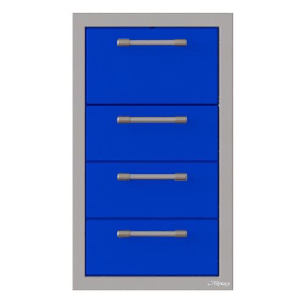 Alfresco Grills 17 Inch Stainless Steel Triple Access Drawer and Paper Towel Holder with Soft Close Hardware   Ultramarine Blue