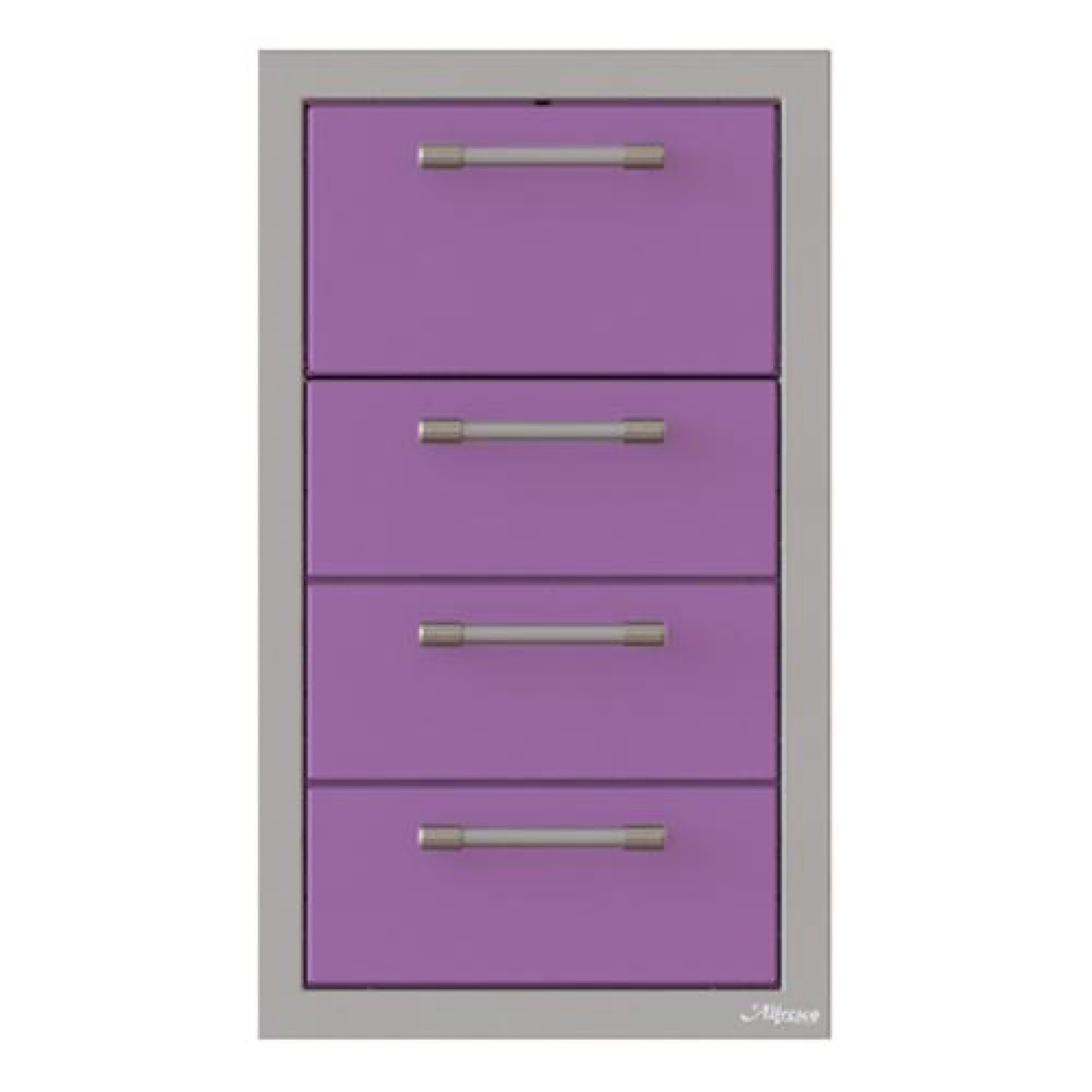 Alfresco Grills 17 Inch Stainless Steel Triple Access Drawer and Paper Towel Holder with Soft Close Hardware   Blue Lilac