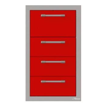Alfresco Grills 17 Inch Stainless Steel Triple Access Drawer and Paper Towel Holder with Soft Close Hardware Carmine Red AXE 3DRTH SC S3002350