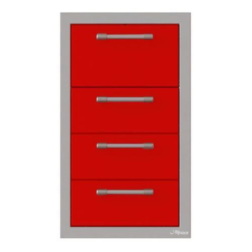 Alfresco Grills 17 Inch Stainless Steel Triple Access Drawer and Paper Towel Holder with Soft Close Hardware   Carmine Red
