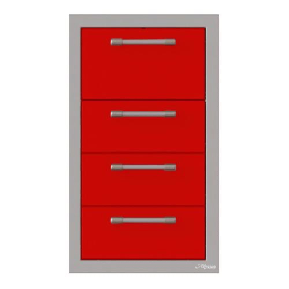 Alfresco Grills 17 Inch Stainless Steel Triple Access Drawer and Paper Towel Holder with Soft Close Hardware   Carmine Red