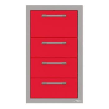 Alfresco Grills 17 Inch Stainless Steel Triple Access Drawer and Paper Towel Holder with Soft Close Hardware Raspberry Red AXE 3DRTH SC S3027350