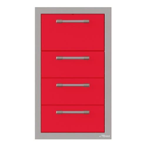 Alfresco Grills 17 Inch Stainless Steel Triple Access Drawer and Paper Towel Holder with Soft Close Hardware   Raspberry Red