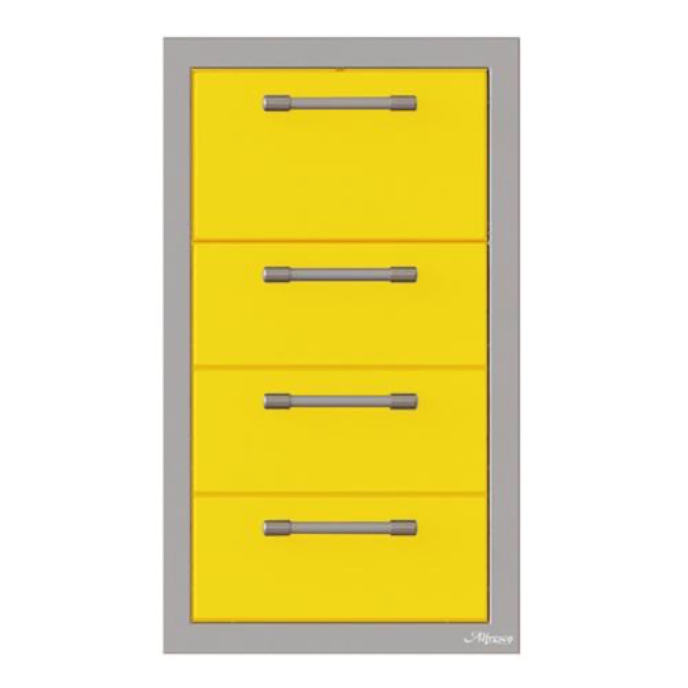 Alfresco Grills 17 Inch Stainless Steel Triple Access Drawer and Paper Towel Holder with Soft Close Hardware   Traffic Yellow