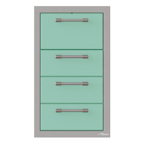 Alfresco Grills 17 Inch Stainless Steel Triple Access Drawer and Paper Towel Holder with Soft Close Hardware   Light Green