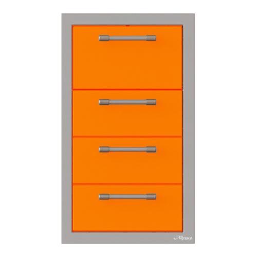 Alfresco Grills 17 Inch Stainless Steel Triple Access Drawer and Paper Towel Holder with Soft Close Hardware   Luminous Orange