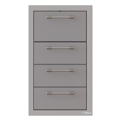 Alfresco Grills 17 Inch Stainless Steel Triple Access Drawer and Paper Towel Holder with Soft Close Hardware   Signal Grey