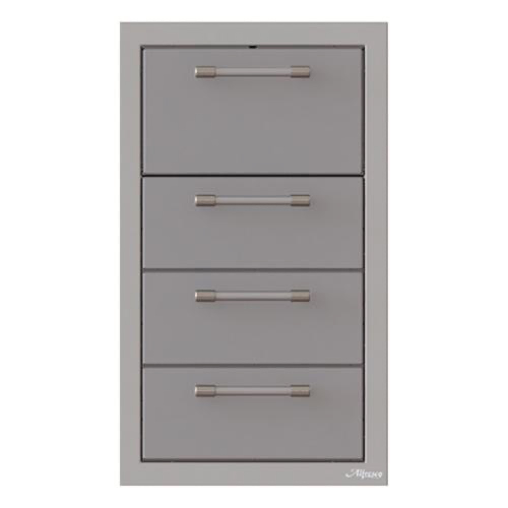 Alfresco Grills 17 Inch Stainless Steel Triple Access Drawer and Paper Towel Holder with Soft Close Hardware   Signal Grey