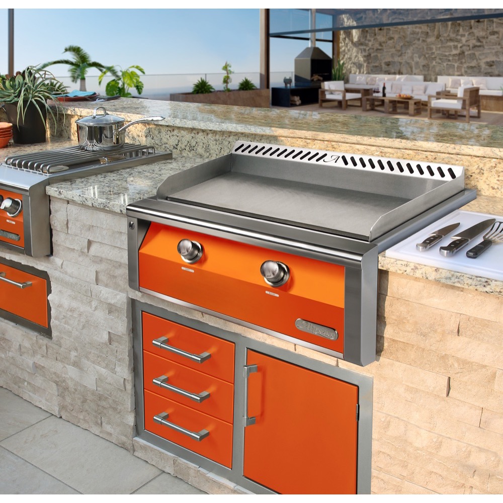 Alfresco Grills 42 Inch Stainless Steel Double Access Door   Luminous Orange