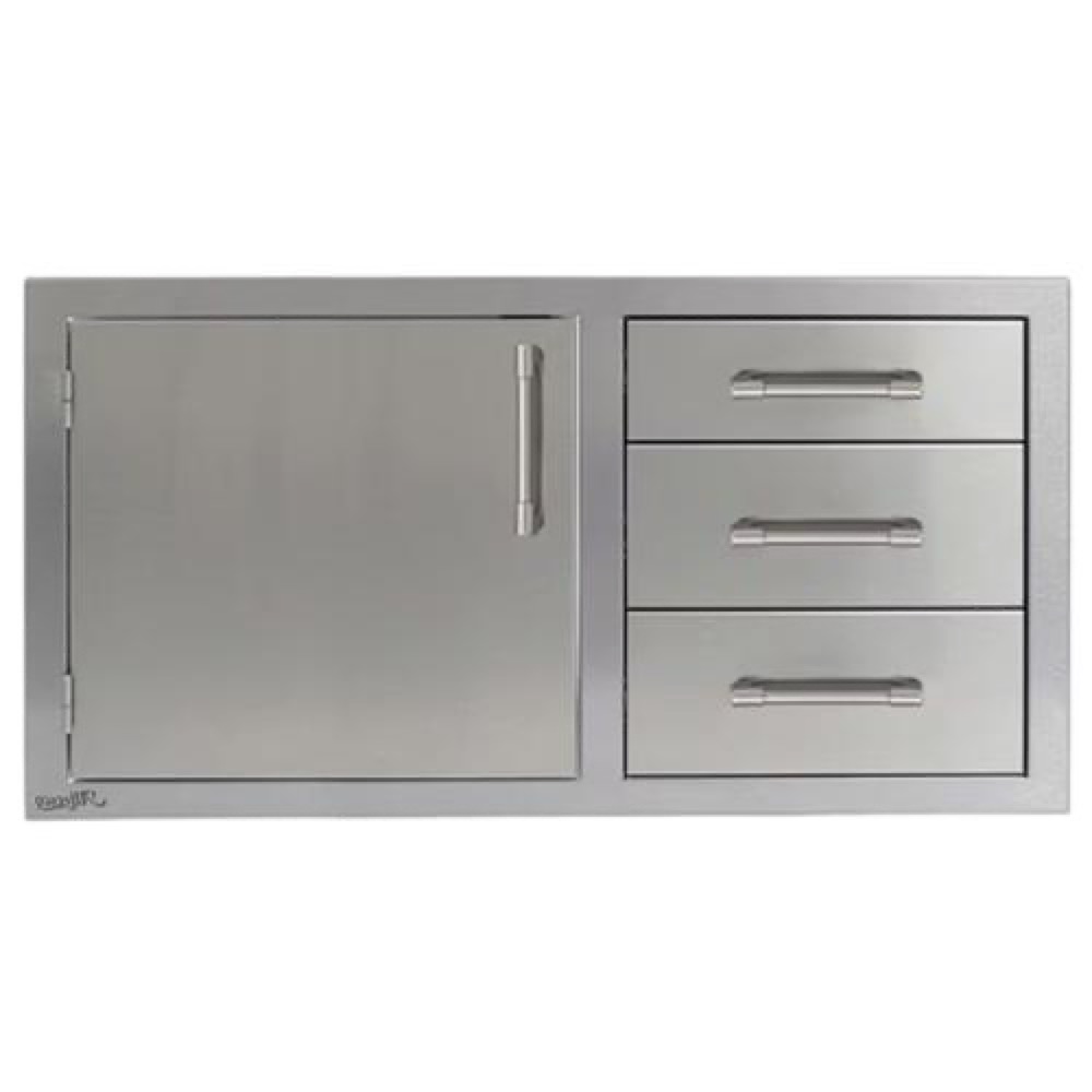 Alfresco Grills 42 Inch Stainless Steel Left Hinged Access Door  and  Triple Drawer Combo with Soft Close Hardware   Stainless Steel