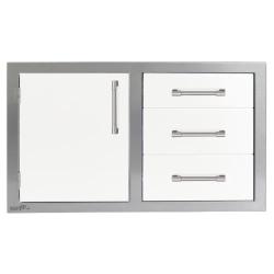 Alfresco Grills 42 Inch Stainless Steel Left Hinged Access Door and Triple Drawer Combo with Soft Close Hardware Signal White Matte AXE DDC L 42SC SM9003250