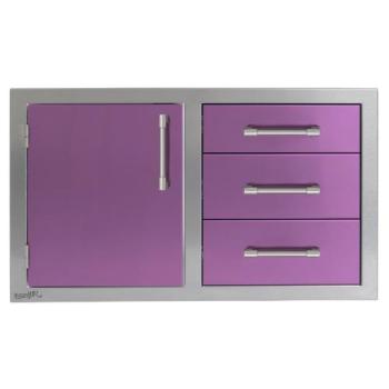 Alfresco Grills 42 Inch Stainless Steel Left Hinged Access Door and Triple Drawer Combo with Soft Close Hardware Blue Lilac AXE DDC L 42SC S4005 350