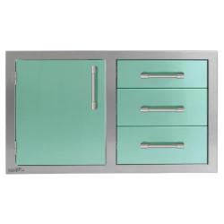 Alfresco Grills 42 Inch Stainless Steel Left Hinged Access Door and Triple Drawer Combo with Soft Close Hardware Light Green AXE DDC L 42SC S6027250