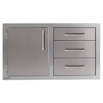 Alfresco Grills 42 Inch Stainless Steel Left Hinged Access Door and Triple Drawer Combo with Soft Close Hardware Signal Grey AXE DDC L 42SC S7004350