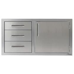 Alfresco Grills 42 Inch Stainless Steel Right Hinged Access Door and Triple Drawer Combo with Soft Close Hardware Stainless Steel AXE DDC R 42SC250
