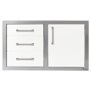 Alfresco Grills 42 Inch Stainless Steel Right Hinged Access Door and Triple Drawer Combo with Soft Close Hardware Signal White Gloss AXE DDC R 42SC S9003350