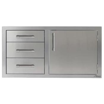 Alfresco Grills 42 Inch Stainless Steel Right Hinged Access Door and Triple Drawer Combo with Soft Close Hardware Signal White Matte AXE DDC R 42SC SM9003350