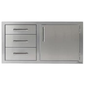 Alfresco Grills 42 Inch Stainless Steel Right Hinged Access Door and Triple Drawer Combo with Soft Close Hardware Blue Lilac AXE DDC R 42SC S4005350