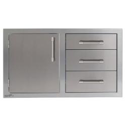 Alfresco Grills 32 Inch Stainless Steel Left Hinged Access Door and Triple Drawer Combo with Soft Close Hardware Signal Grey AXE DDC L SC S7004 250