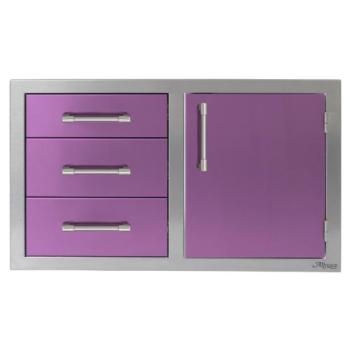 Alfresco Grills 32 Inch Stainless Steel Right Hinged Access Door and Triple Drawer Combo with Soft Close Hardware Blue Lilac AXE DDC R SC S4005350