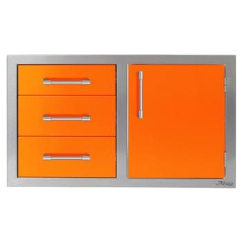 Alfresco Grills 32 Inch Stainless Steel Right Hinged Access Door and Triple Drawer Combo with Soft Close Hardware Luminous Orange AXE DDC R SC S2005350