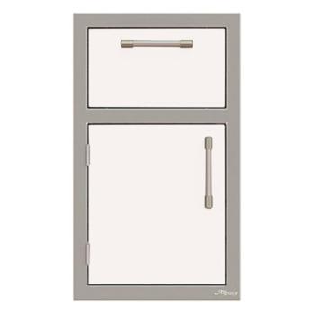 Alfresco Grills 17 Inch Stainless Steel Left Hinged Single Door and Single Drawer Combo with Soft Close Hardware Signal White Matte AXE DDR L SC SM9003350