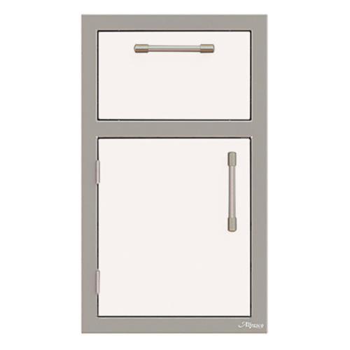 Alfresco Grills 17 Inch Stainless Steel Left Hinged Single Door  and  Single Drawer Combo with Soft Close Hardware   Signal White Matte