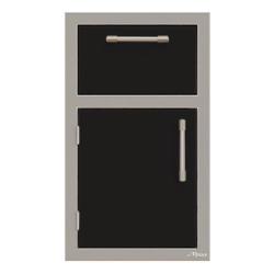 Alfresco Grills 17 Inch Stainless Steel Left Hinged Single Door and Single Drawer Combo with Soft Close Hardware Jet Black Gloss AXE DDR L SC S9005 250