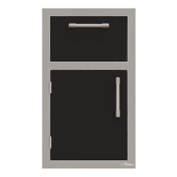Alfresco Grills 17 Inch Stainless Steel Left Hinged Single Door and Single Drawer Combo with Soft Close Hardware Jet Black Matte AXE DDR L SC SM9005350