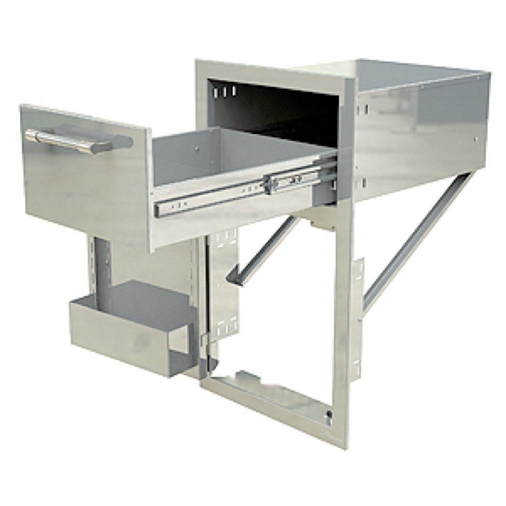 Alfresco Grills 17 Inch Stainless Steel Left Hinged Single Door  and  Single Drawer Combo with Soft Close Hardware   Ultramarine Blue