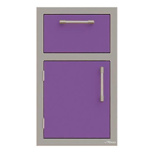 Alfresco Grills 17 Inch Stainless Steel Left Hinged Single Door  and  Single Drawer Combo with Soft Close Hardware   Blue Lilac