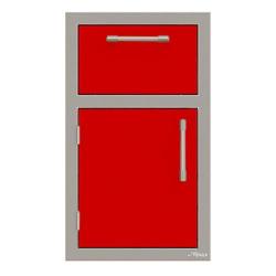 Alfresco Grills 17 Inch Stainless Steel Left Hinged Single Door and Single Drawer Combo with Soft Close Hardware Carmine Red AXE DDR L SC S3002250