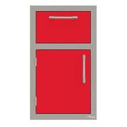 Alfresco Grills 17 Inch Stainless Steel Left Hinged Single Door and Single Drawer Combo with Soft Close Hardware Raspberry Red AXE DDR L SC S3027250