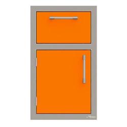 Alfresco Grills 17 Inch Stainless Steel Left Hinged Single Door and Single Drawer Combo with Soft Close Hardware Luminous Orange AXE DDR L SC S2005250