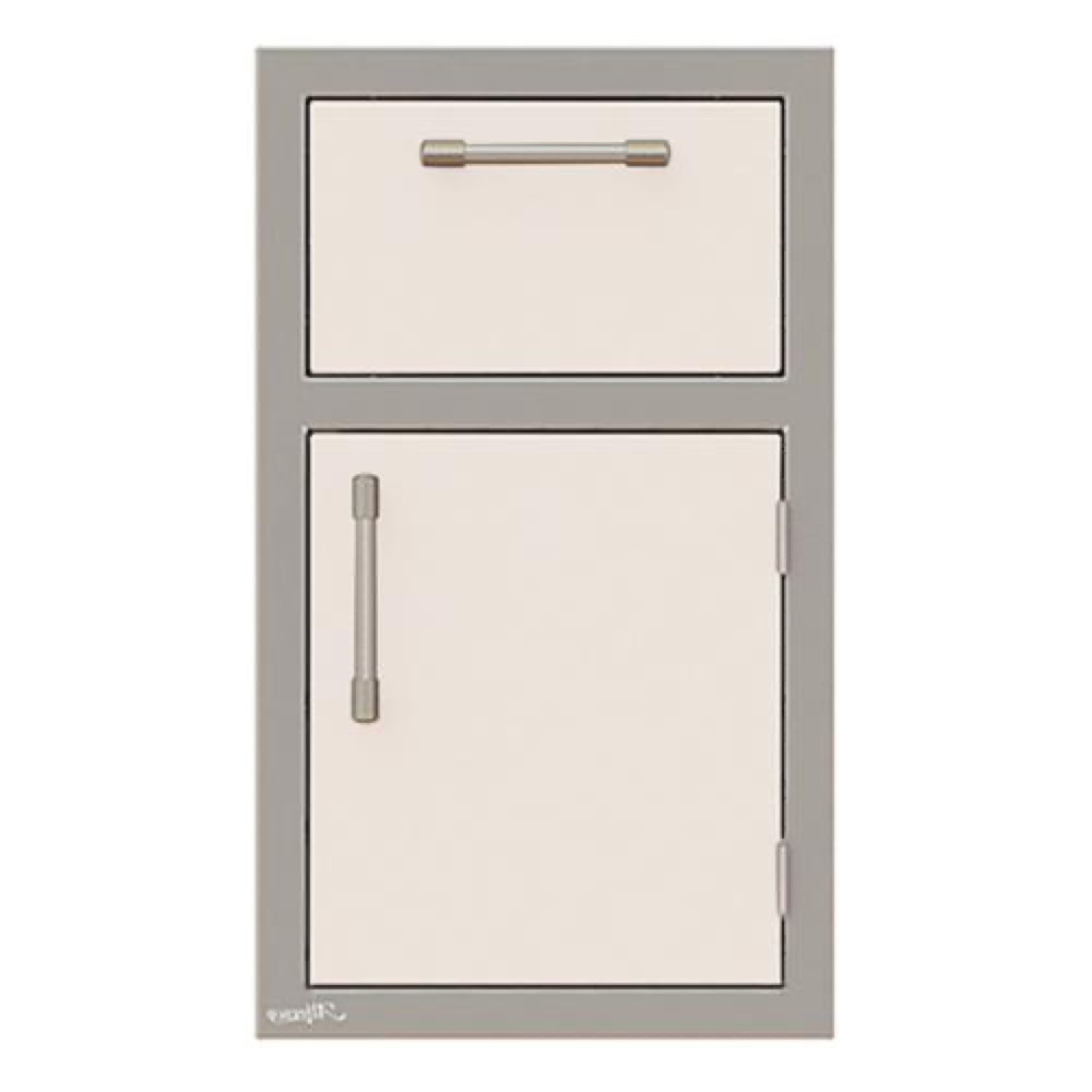 Alfresco Grills 17 Inch Stainless Steel Right Hinged Single Door  and  Single Drawer Combo with Soft Close Hardware   Signal White Gloss