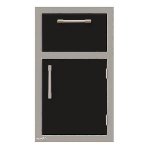 Alfresco Grills 17 Inch Stainless Steel Right Hinged Single Door  and  Single Drawer Combo with Soft Close Hardware   Jet Black Gloss