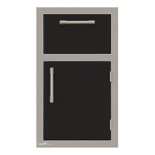 Alfresco Grills 17 Inch Stainless Steel Right Hinged Single Door  and  Single Drawer Combo with Soft Close Hardware   Jet Black Matte